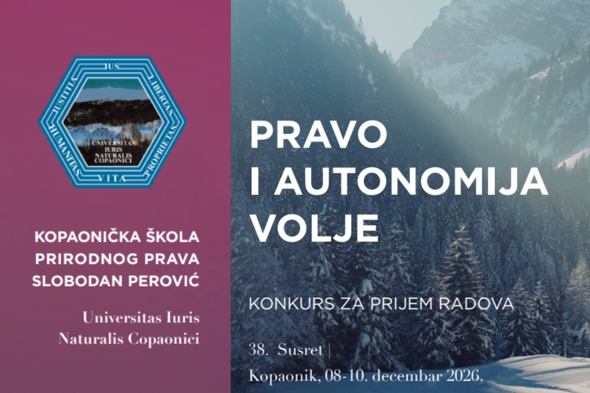 Kopaonička škola prirodnog prava 2026 sa fokusom na autonomiju volje i poslovno pravo